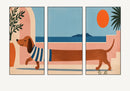 Grafisch drieluik Mediterranean Dachshund Summer Stroll