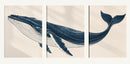 Ocean Grace – Minimalist Whale drieluik met donkerblauwe walvis