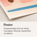 Close-up van posterpapier met materiaalomschrijving