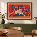 Paul Klee - Giftbeeren (Poisonous Berries) (1920) in een warme witte eetkamer boven een olijfgroen dressoir