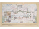 Paul Klee – Great Hall for Singers: Een fijn getekend architectonisch tafereel met torens, lijnen en zachte pastelkleurige vlakken.