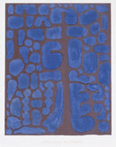 Paul Klee – Late Evening Looking Out of the Woods: Een abstract patroon van helderblauwe ronde vormen en donkere bruine tussenruimtes.