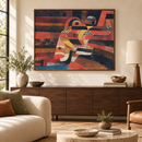 Paul Klee - Lovers (1920) in een ruime crèmekleurige woonkamer boven een donker walnoten dressoir