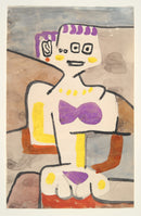 Paul Klee – The Girl in the North: Een speels getekende figuur met paarse accenten en gele stippen tegen een zandkleurige achtergrond.