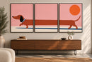 Retro Dachshund Playful Pink in modern interieur