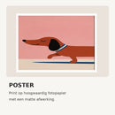 Retro Dachshund Playful Pink poster materiaalvoorbeeld