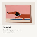 Retro Dachshund Playful Pink canvas materiaalvoorbeeld