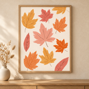 Maple Confetti in een houten lijst boven een eiken kast in een warm beige interieur