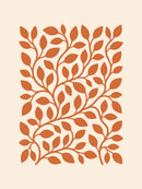 Terracotta takken met eenvoudige bladeren op een ruim beige vlak