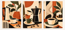 Coffee Moments drie abstracte koffiekunstwerken