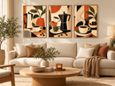 Coffee Moments drieluik boven bank