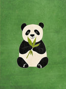 Zwart-witte panda met bamboe op een groene achtergrond