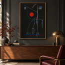 Wassily Kandinsky - L’accent Rouge (1938) in een donkere werkkamer met een notenhouten kast en een eiken lijst