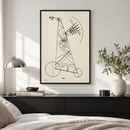 Wassily Kandinsky - Ohne Titel (1930) in een witte slaapkamer met een zwarte kast, zilverkleurige lamp en een zwarte lijst