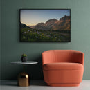 Gebergte bloemenveld poster