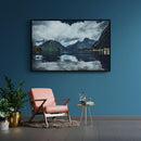 Rivier gebergte reflectie poster