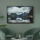 Rivier gebergte reflectie poster