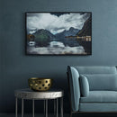 Rivier gebergte reflectie poster