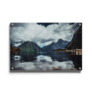 Rivier gebergte reflectie poster