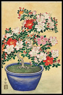 Ohara Koson - Blooming Azalea In Blue Pot - Walljar