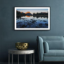 Gebergte bos water poster