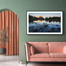 Gebergte bos water poster