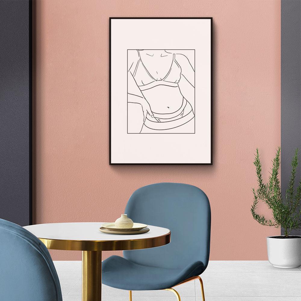 Vrouwelijk lichaam line art poster kopen | Walljar.com